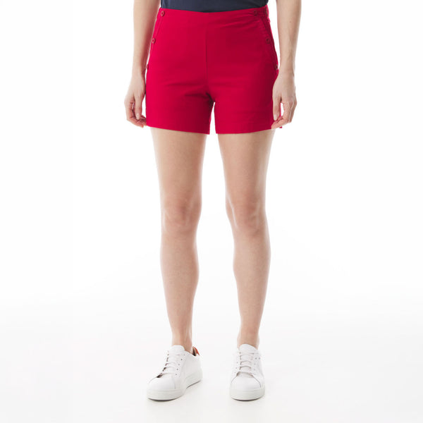MOUSQUETON Isy Cotton Sailor Shorts in Carmine Red
