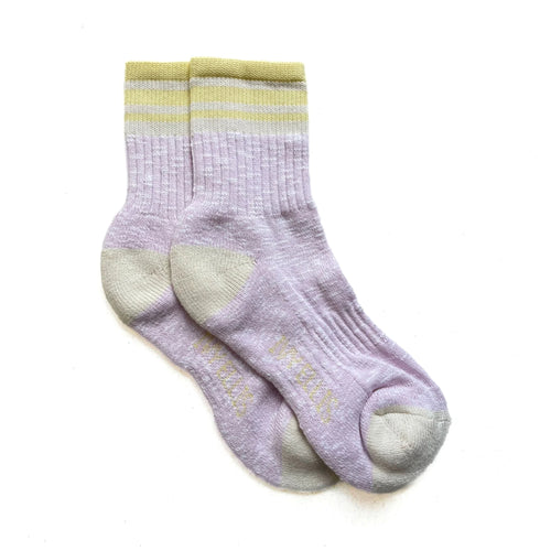 IVY ELLIS Ladies Avoch 1/4 Slubbed Socks in Lilac/Lemon