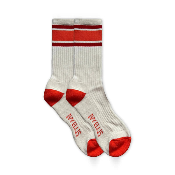 IVY ELLIS Mens Testaverde Vintage Sport Cotton Socks in Red/White
