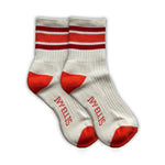 IVY ELLIS Ladies Testaverde Vintage Sports Socks in Cream/Red