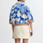 ESSENTIEL ANTWERP Joly Printed Knit Jacket in Blue