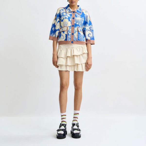 ESSENTIEL ANTWERP Joly Printed Knit Jacket in Blue