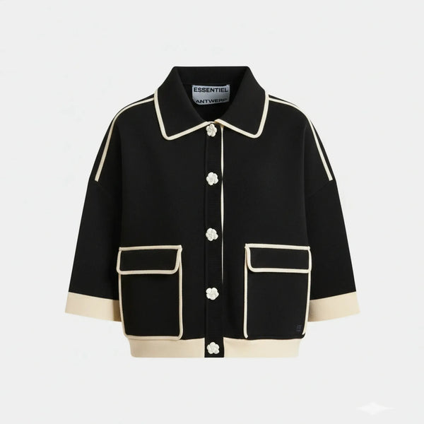 ESSENTIEL ANTWERP Jugly Knit Cardigan in Black