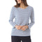 MOUSQUETON Kadeac Striped Long Sleeve T Shirt in Ecru/Royal Blue