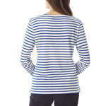 MOUSQUETON Kadeac Striped Long Sleeve T Shirt in Ecru/Royal Blue