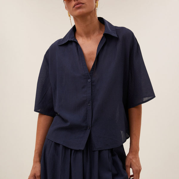 BY-BAR Kick Blouse in Navy Blue