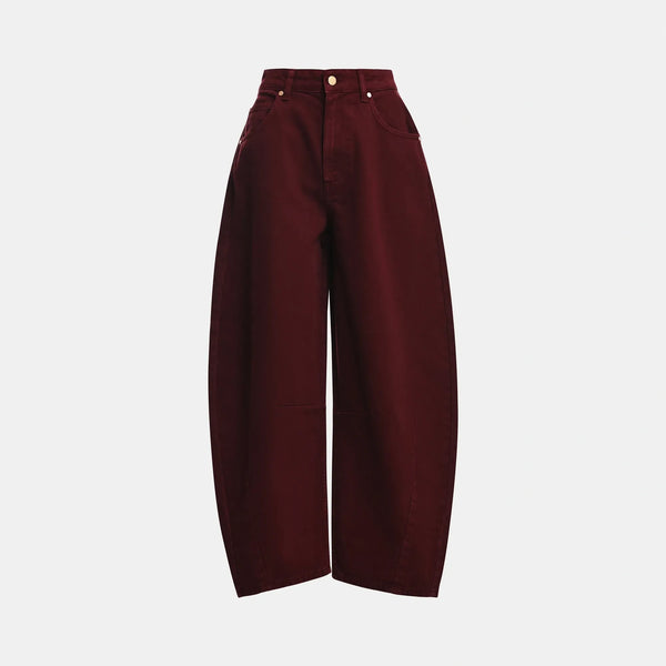 ESSENTIEL ANTWERP Kokos Colour Denim Barrel Leg Jeans in Wine