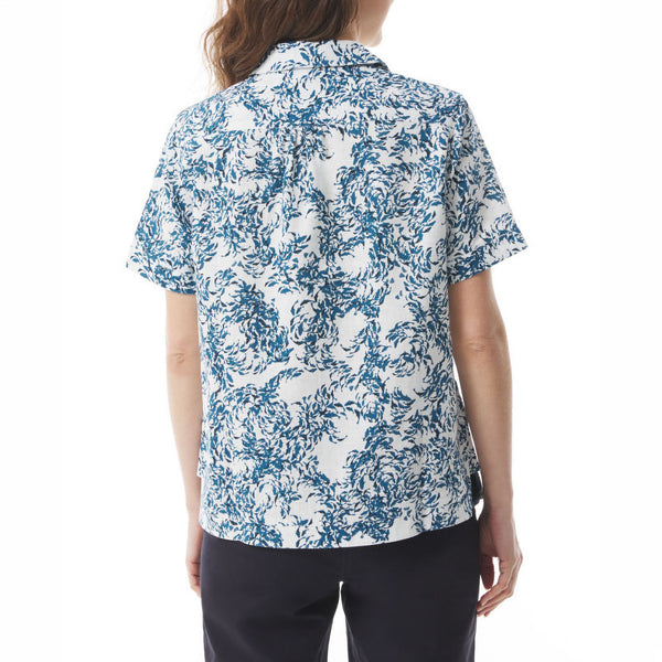 MOUSQUETON Lazenn Fish Print Sailor Collar Blouse in Abyss Blue