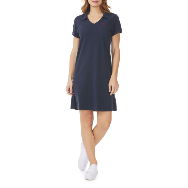 MOUSQUETON Lindra Cotton Polo Dress in Navy