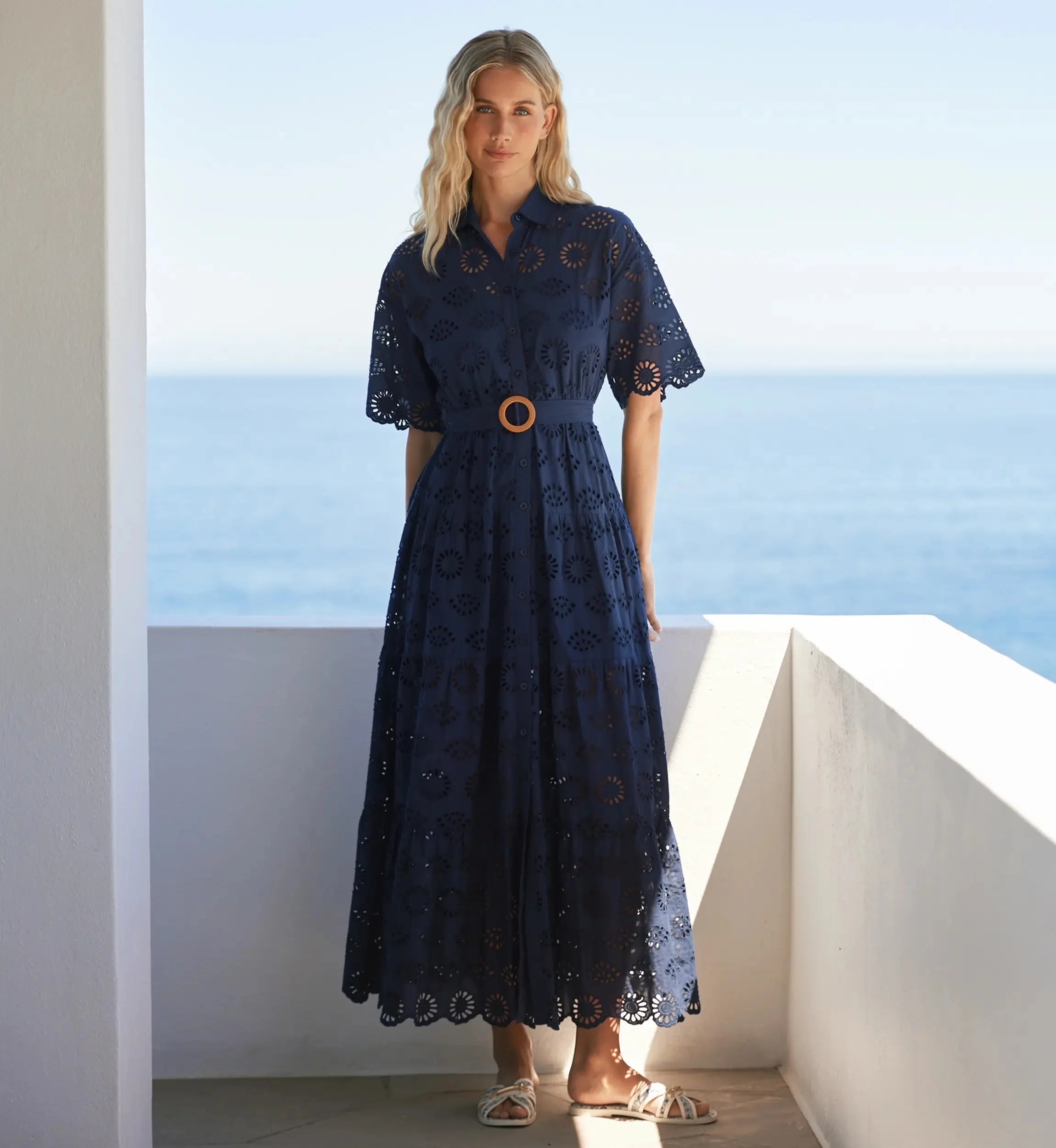 MISS JUNE Apoline Long Dress in Navy