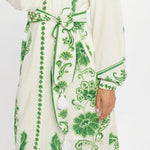 MISS JUNE Dana Long Dress with Belt in Green