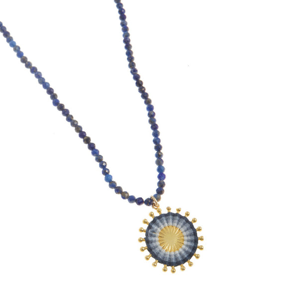 ARTISUN Sunburst Long Thread Necklace in Blue/Rainbow