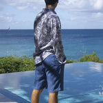 PINK HOUSE MUSTIQUE 100% Linen Casual Shorts  in Mid Blue