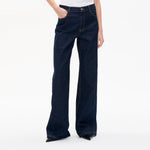 BAUM UND PFERDGARTEN NO 03 High Waisted Wide Leg Jeans in Dark Blue Rinse