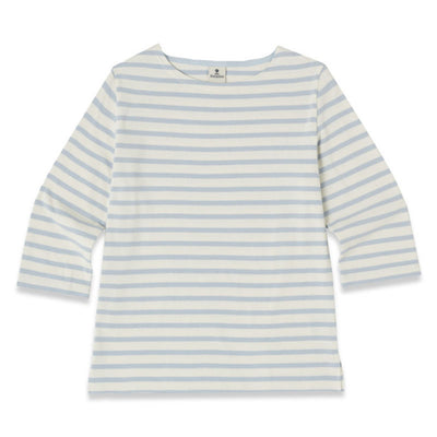 MOUSQUETON Marina Stripe Top in Ecru/Pale Blue