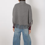 BERENICE Fringed Poncho in Dark/Grey