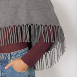 BERENICE Fringed Poncho in Dark/Grey