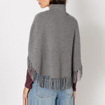 BERENICE Fringed Poncho in Dark/Grey