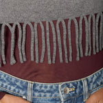 BERENICE Fringed Poncho in Dark/Grey
