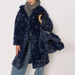 BERENICE Fur Bandana Coat in Navy