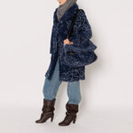 BERENICE Fur Bandana Coat in Navy