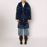 BERENICE Fur Bandana Coat in Navy
