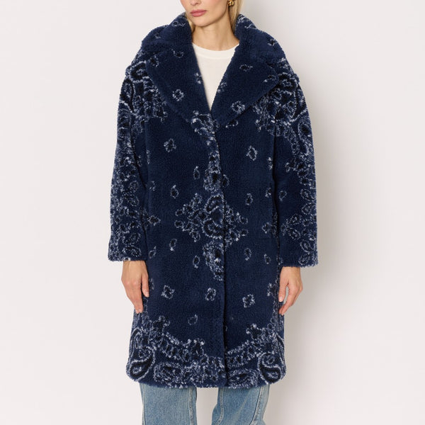 BERENICE Fur Bandana Coat in Navy