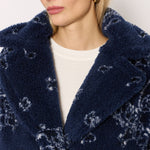 BERENICE Fur Bandana Coat in Navy