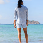 PINK HOUSE MUSTIQUE Mens Coral Stone Linen Shirt in Blue