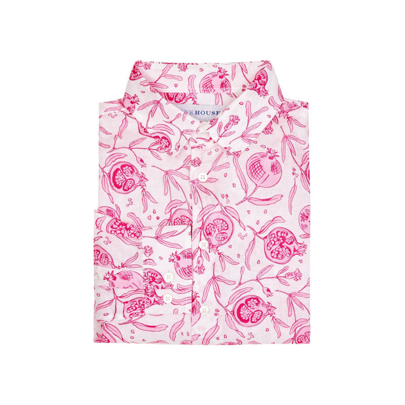 PINK HOUSE MUSTIQUE 100% Linen Pomegranate Shirt  in Pink