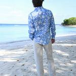 PINK HOUSE MUSTIQUE Mens Iguana Linen Shirt in Blue