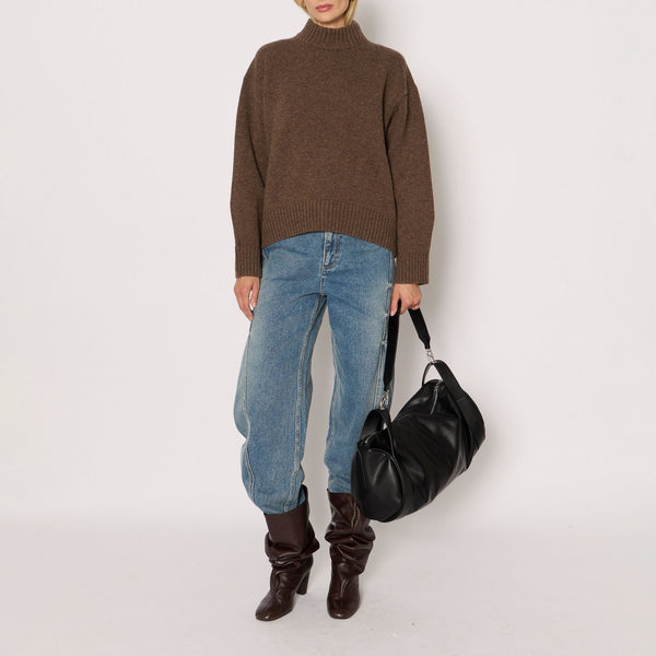 BERENICE Mimosa Loose Round-Neck Sweater in Mocha