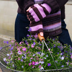 QUINTON & CHADWICK Stripe Fingerless Gloves in Lilac/Chocolate