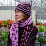 QUINTON & CHADWICK Angora Stripe Beanie Hat in Brown/Lilac