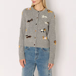 BERENICE MyAnimals Round-Neck Cardigan in Grey Melange