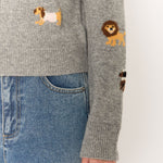 BERENICE MyAnimals Round-Neck Cardigan in Grey Melange