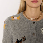 BERENICE MyAnimals Round-Neck Cardigan in Grey Melange