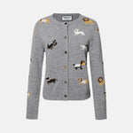 BERENICE MyAnimals Round-Neck Cardigan in Grey Melange