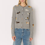 BERENICE MyAnimals Round-Neck Cardigan in Grey Melange