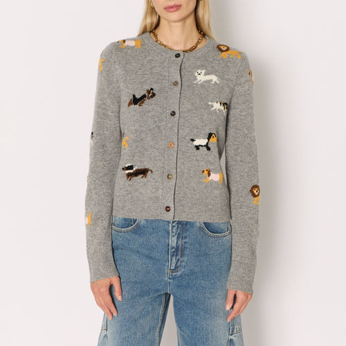 BERENICE MyAnimals Round-Neck Cardigan in Grey Melange