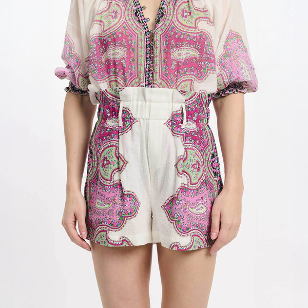 MISS JUNE Noema Printed Shorts in Pink