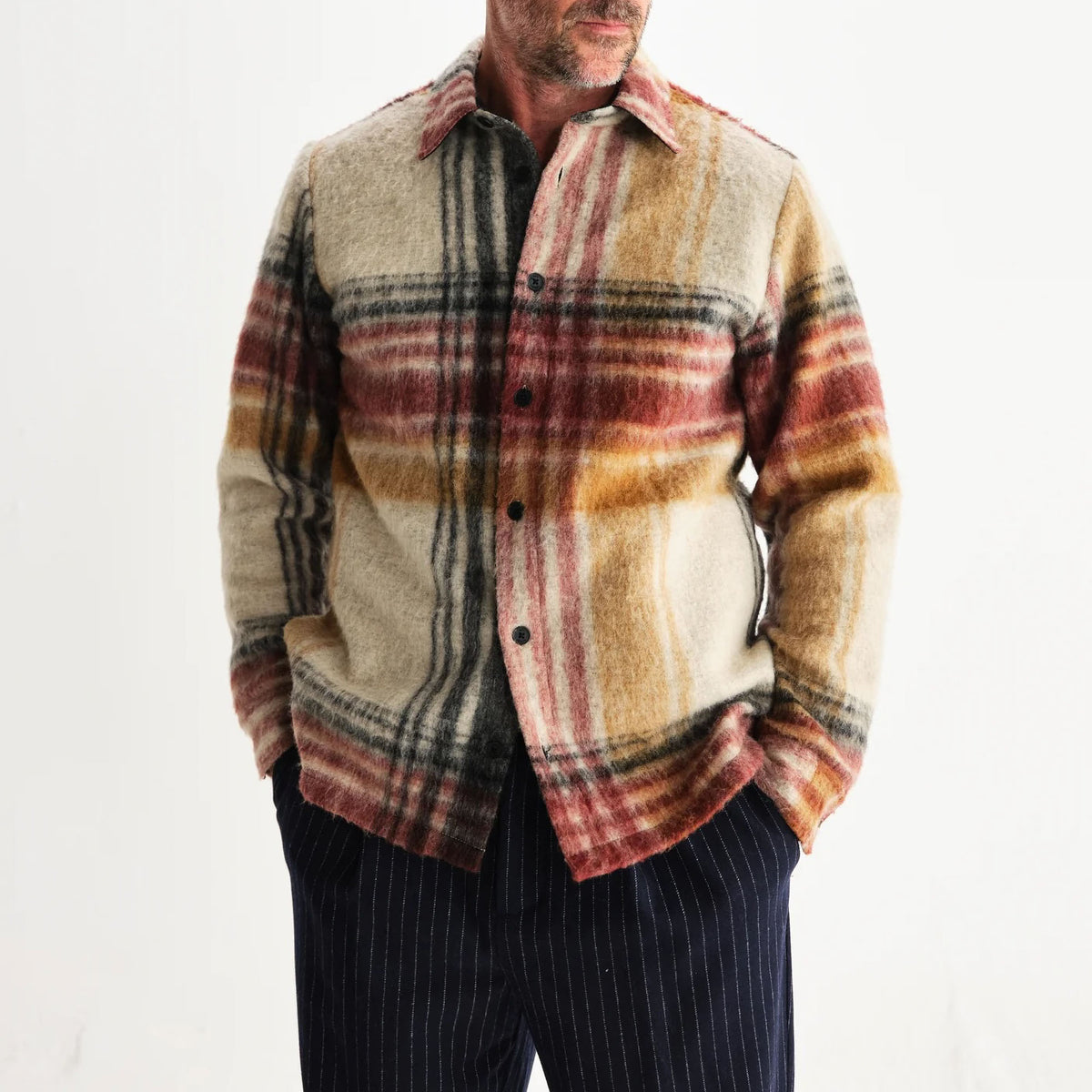 WAX LONDON Nolan Overshirt in Natural and Multicolour