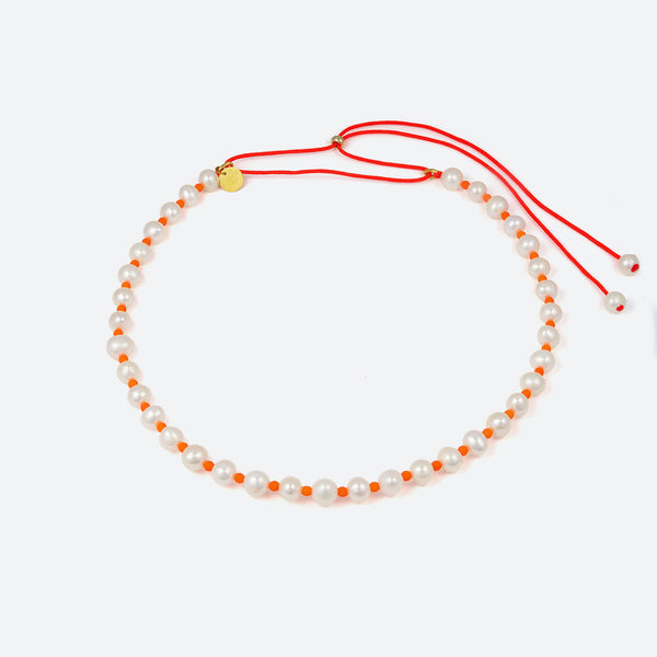 LA MOME BIJOU Sunset Pearl Necklace in Orange