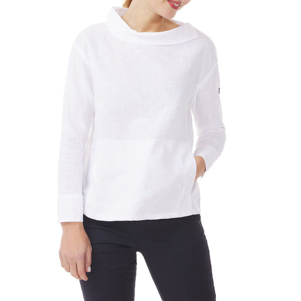 MOUSQUETON Odet Blouse with Asymmetrical Collar in White