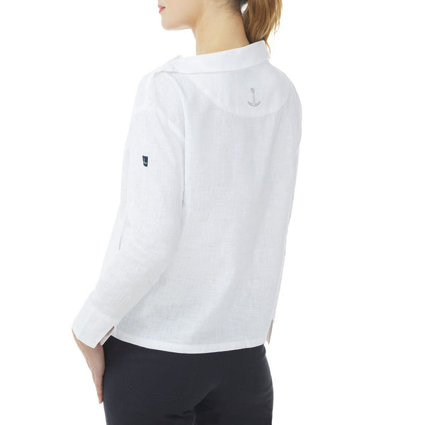 MOUSQUETON Odet Blouse with Asymmetrical Collar in White