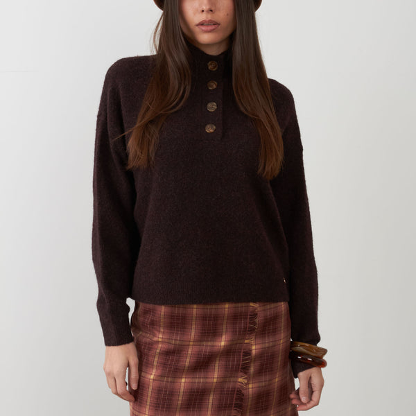 ORFEO Nathanielle 1/2 Button Up Jumper in Burgundy