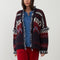 ORFEO Skalanda Jacquard Knitted Cardigan in Navy/Bordeaux