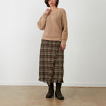 ORFEO Whitney Tartan Wrap Fringe Skirt in Black