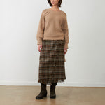 ORFEO Whitney Tartan Wrap Fringe Skirt in Black
