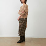 ORFEO Whitney Tartan Wrap Fringe Skirt in Black